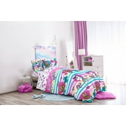 Jojo Siwa Unicorn Shine Striped Kids Bedding Set w/ Reversible Pink Bows Comforter