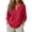 Red, variant on Women's Cotton Linen 3/4 Sleeve V Neck Lace Blouse Loose Fit Casual