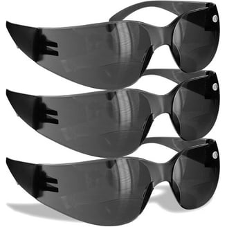 Matte Black Wrap-Around Bifocal Safety Glasses - ANSI Z87.1 Certified, Shatterproof, Multiple Magnifications