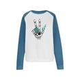 thumbnail image 5 of aohooy Halloween Womens Shirt Raglan Long Sleeve Crewneck Sweatshirt Funny Ghost Print Tops Vintgae Festival Clothes Gift Blue,M, 5 of 8