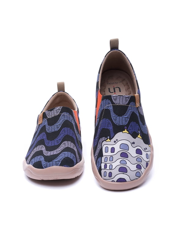 Men's Walking Travel Shoes Slip On Canvas Casual Loafers Lightweight Comfort Art Painted Fashion Sneaker Silent Man