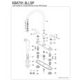 thumbnail image 3 of Kingston KB6798LLSP Legacy Two-Handle 4-Hole 8" Centerset Kitchen Faucet with Side Sprayer in Brushed Nickel, 3 of 4