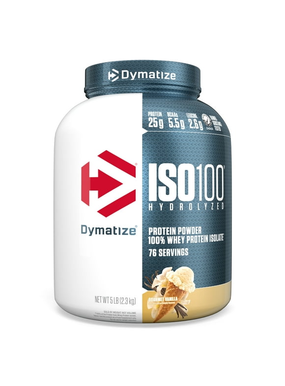 Dymatize ISO100 Hydrolyzed Whey Isolate Protein Powder, Gourmet Vanilla, 5 lb