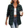 thumbnail image 4 of Caywon Women's Loose Cut Plaid Button-Up Shirt with Chest Pockets, Long Sleeve Casual Flannel Top for Fall Travel and Weekend excursions, 4 of 8