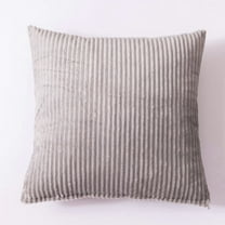 XmhyTop Set of 2 16x16in Light Grey Corduroy Throw Pillows, Soft Square Modern Striped Cushions for Living Room, Sofa, Bedroom, Car & Office Decor