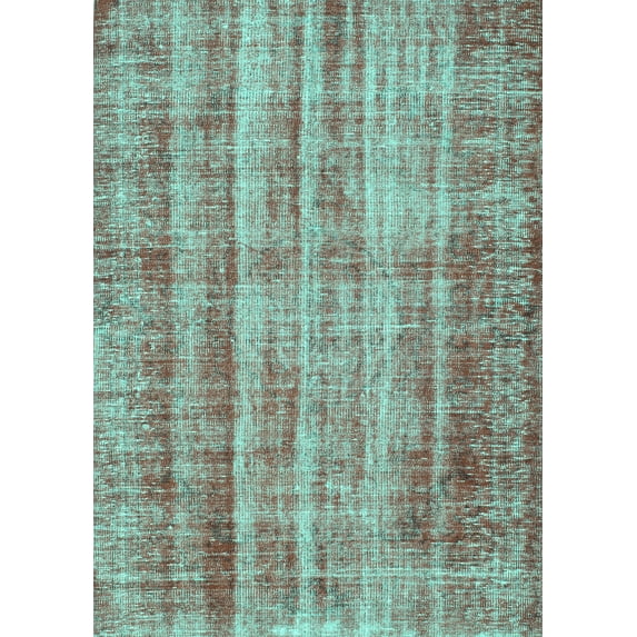 Ahgly Company Machine Washable Indoor Rectangle Abstract Turquoise Blue Contemporary Area Rugs, 2' x 3'