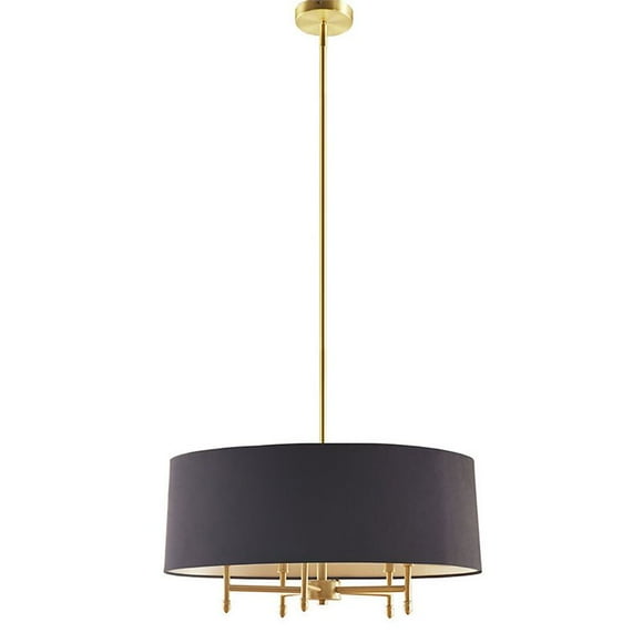 Hampton Hill Presidio Transitional Metal and Fabric Chandelier in Black/Gold