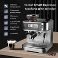 thumbnail image 4 of Ourlova Semi-Automatic Espresso Machine with Grinder Milk Frother 15 Bar Professional Pressure95Oz Removable Large Water Tank, 4 of 7