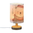 thumbnail image 2 of Bear Scarf Hat Table Lamp USB Bedside Desk Nightstand Lamp Printed Gifts Small Lamp Wood Base for Bedroom Living Room Kids Room College Dorm, 2 of 7