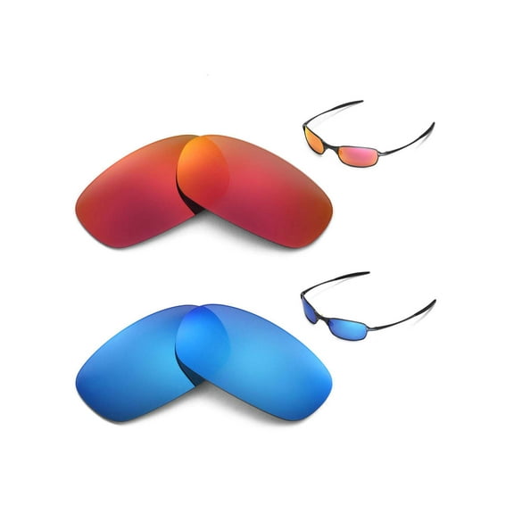 New Walleva Polarized Fire Red Ice Blue Replacement Lenses For Oakley Square WIre 2.0 Sunglasses