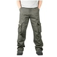 thumbnail image 2 of DDAPJ pyju Men's Cotton Cargo Pants Ripstop Pants Lightweight Outdoor Hiking Work Pants Solid Casual Straight Leg Trousers with Multi Pockets Army Green XXXL, 2 of 7