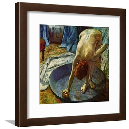 Woman in a Tub, 1886 Pastel Nude Figurative Bath Painting Framed Print Wall Art By Edgar