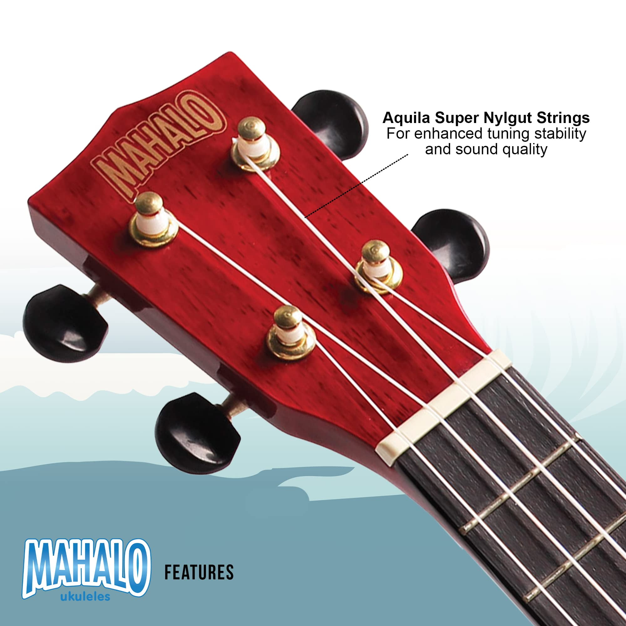 Hano Concert Ukulele w/Bag Trans Wine Red