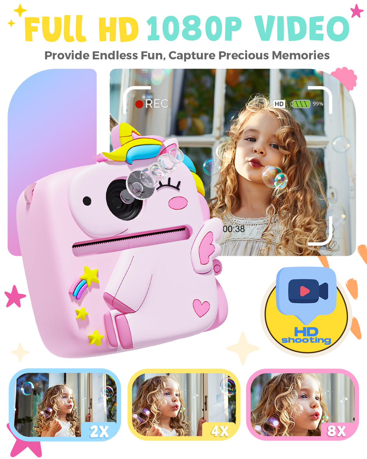 Prysyed Upgrade Kids Camera Instant Print, Pink photo 5