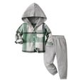 thumbnail image 2 of Fengqque 2Pcs Boys Clothes Sweatsuit Set Hoodie Cotton Plaid Long Sleeve Shirt and Jogger Pants for Kids Fall Winter Spring Outfits Multicolor-F 3-6 Months(3-6 Months), 2 of 6
