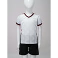 thumbnail image 2 of Hansber Soccer Uniforms for Kids Boys Football Jersey V Neck Practice T Shirt and Sport Shorts Set White 3XS, 2 of 6