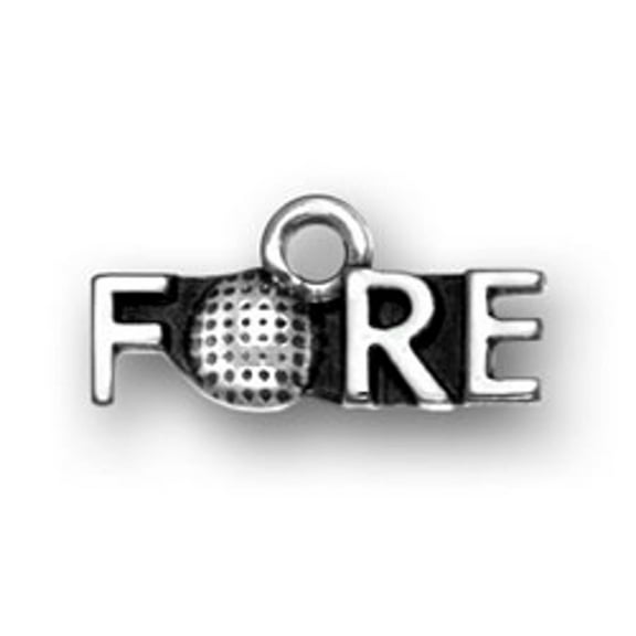 Sterling Silver 16" .8mm Box Chain FORE Golf Ball Word Pendant Necklace