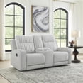 thumbnail image 6 of Lupe Double Manual Reclining Loveseat with Console- Light Gray Microfiber, 6 of 7