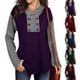 thumbnail image 4 of Top de mujer de manga larga con estampado a cuadros, blusa con capucha empalmada para traje de otoño e invierno, morado S, 4 of 6