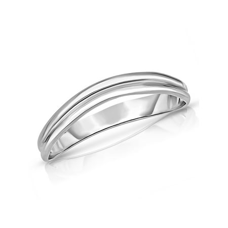 10k Fine Gold Comfort Fit Curved Double Wave Thumb Ring (3mm)