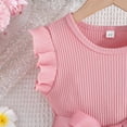 thumbnail image 5 of BULLPIANO Girls Ruffle Trim Dress CrewNeck Floral Belted Casual Party Dress 4-7 Years, 5 of 6
