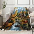 thumbnail image 5 of Rustic Deer Throw Blanket, Fall Forest Cabin Lake Elk Birch Trees Wild Animal Hunting Camping Lodge Oil Painting Autumn Montain Nature Country Soft Fleece Blankets for Couch Sofa Bedroom Camper Decor, 5 of 6