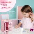 thumbnail image 2 of OldPAPA Girls Kids Jewelry Box,Princess Cute Wooden Jewelry Box with Drawer & Mirror, Organizer Display for Necklace Rings Bracelets Earrings,Pink Castle, 2 of 8