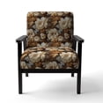 thumbnail image 4 of Designart "Elegance In Rustic Brocade" Brown Floral Upholstered Accent Chair - Cottage Arm Chair For Bedroom, 4 of 7