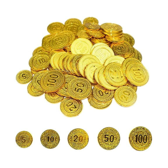 yotijay Chips Set - 100 Pieces 5 10 20 50 100 Numbered Set & Accessories gold