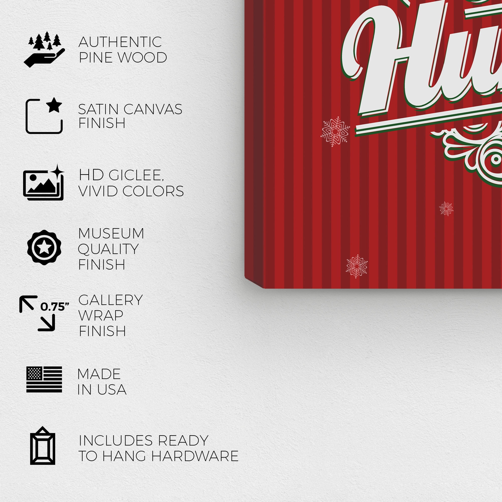 Wynwood Studio Holiday and Seasonal Wall Art Canvas Prints 'Bah Humbug' Christmas Home Décor - Red, White, 30" x 30"