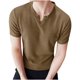 thumbnail image 1 of Camisas de Verano Casuales de Manga Corta de los Hombres Color Sólido V-Cuello Blusa de Fitness, 75% Poliéster 20% Rayón 5% Spandex, 1 of 7