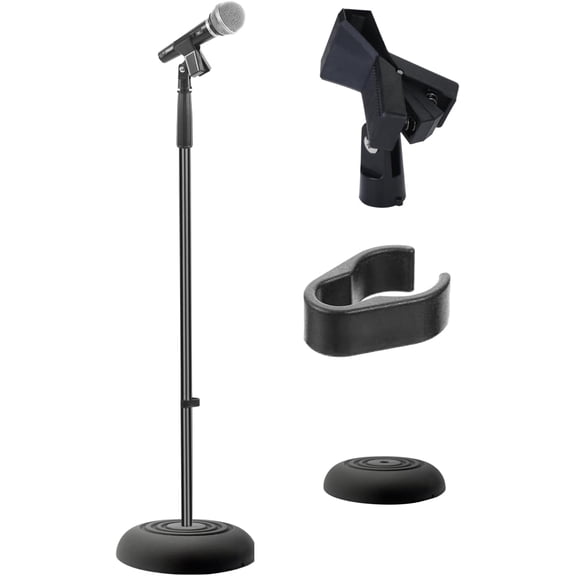 PylePro Adjustable Extendable Freestanding Compact Microphone Stand, Black