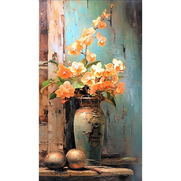 Kit Pintura Por Números Sobre Lienzo Arte Al Óleo Artesanal Imagen Ramo Del 40x70cm