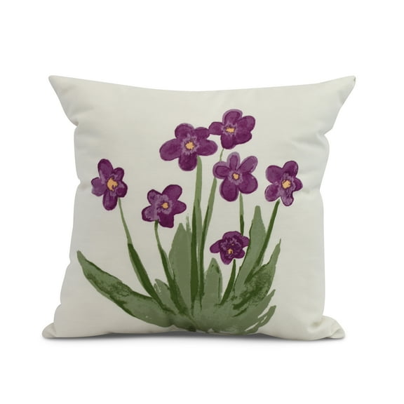 Simply Daisy, 16" x 16" Pretty Little Flower Outdoor Pillow, Purple