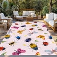 thumbnail image 2 of Cute Butterfly Dragonfly Outdoor Rug for Patio/Deck/Porch, Non-Slip Large Area Rug 5 x 7 Ft, Farmhouse Botanical Floral Pink Indoor Outdoor Rugs Washable Area Rugs, Camping Rug Carpet Runner, 2 of 8