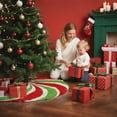thumbnail image 2 of Christmas Red and Green Tree Skirt, 36 Inch Candy Swirl Stripe Trees Mat for Winter Merry Christmas Halloween Indoor Home Holiday Party Decorations, 2 of 6