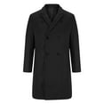 thumbnail image 5 of JUUYY Men's Wool Blend Double Breasted Long Pea Coat Casual Mid-Long Trench Coat Overcoat Winter m Solid Color Windbreaker Black S, 5 of 7