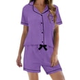 thumbnail image 2 of Harpily Womens Pajama Set 2 Piece Short Sleeve Top with Side Pockets and Short Trousers Everyday Home Rest Outfits XL, 2 of 4