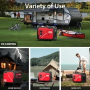 PowerSmart 4800W Portable Inverter Gas Generator with Manual Start for Home Emergencies with Wheel