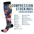 thumbnail image 2 of FORMRS Womens Knee High Socks Casual Long Thick Travel Daily Wear, 1 Pair, Red Floral Flamingo, 2 of 6