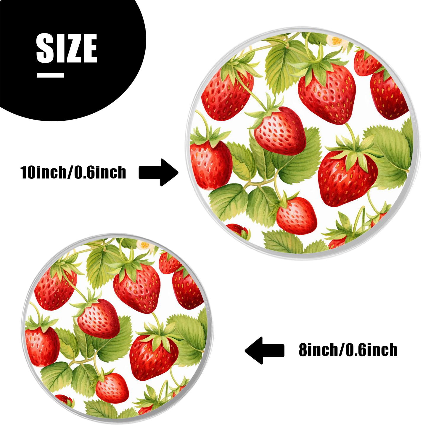 Stove Burner Covers 4 Pcs for Decorative Gas Stove Burner Cover 8Inch And 10Inch ,Strawberry Watercolor Red White art