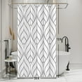 thumbnail image 2 of Gray Abstract Leaves Shower Curtain Artistical Stripes Creative Design Decorative Modern Fashion Simple Shower Curtains for Hotel Home Spa Bath Bathtubs Waterproof with Hooks 36x72 Inches, 2 of 6