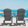 thumbnail image 5 of Algherohein Folding Adirondack Chair Set of 2 Wood Outdoor Patio Furniture, Gray,Wood, Backyard, 5 of 10