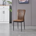 thumbnail image 6 of KEIVVAKN Suede Brown Dining Room Chairs Set of 8 Kitchen Chairs Eergonomic Upholstered Padded Seat Metal Frame High Back Armless, 6 of 8