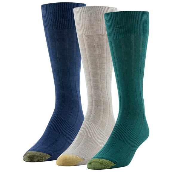 GOLDTOE Edition Mens Dress Rib Crew Socks, 3-Pack
