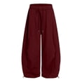 thumbnail image 6 of UACY Girls Wide Leg Sweatpants Kids Baggy Sweat Pants for Teen Girls Loose Fit Straight Leg Joggers Drawstring Waist Pockets Lounge (Wine, 12-13 Years), 6 of 7