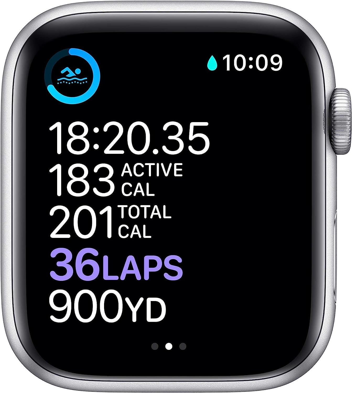 Restored Apple Watch Series 6 (GPS, 44 mm) Silver Aluminum Case with White Sport Band Bundle 5 Bonus Bands, Charging Stand, Screen Protector, & 2 amp charger (Refurbished)