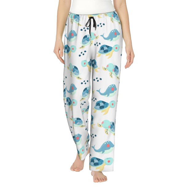 Fotbe Sea Turtle Pantalones de Pijama para Mujer, Pantalones de Dormir, Pantalones Pj con Cordón y Bolsillos-3X-Large