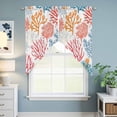 thumbnail image 6 of Colorful Coral Kitchen Window Curtains, Swag Curtains Valance for Bedroom Living Room Bathroom, Coastal Ocean Abstract Gradient Sea Rod Pocket Window Treatment Curtain Block Drapes 2 Panels 28"x36", 6 of 9