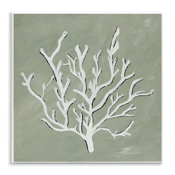 Stupell Industries White Coral Impression Coastal Painting Unframed Art Print Wall Art, 12 x 12